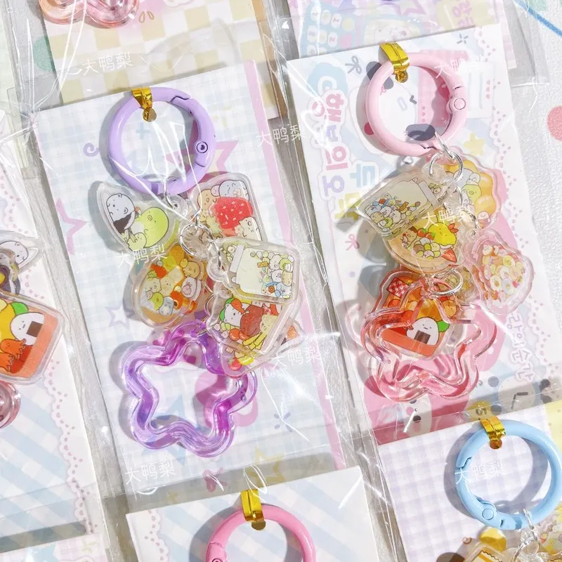 Kawaii Acrylic Charm Cluster 3pcs Random Grape Strand Pendant Round Animal Friends Bag Strap Sweet Dessert Print Keychain
