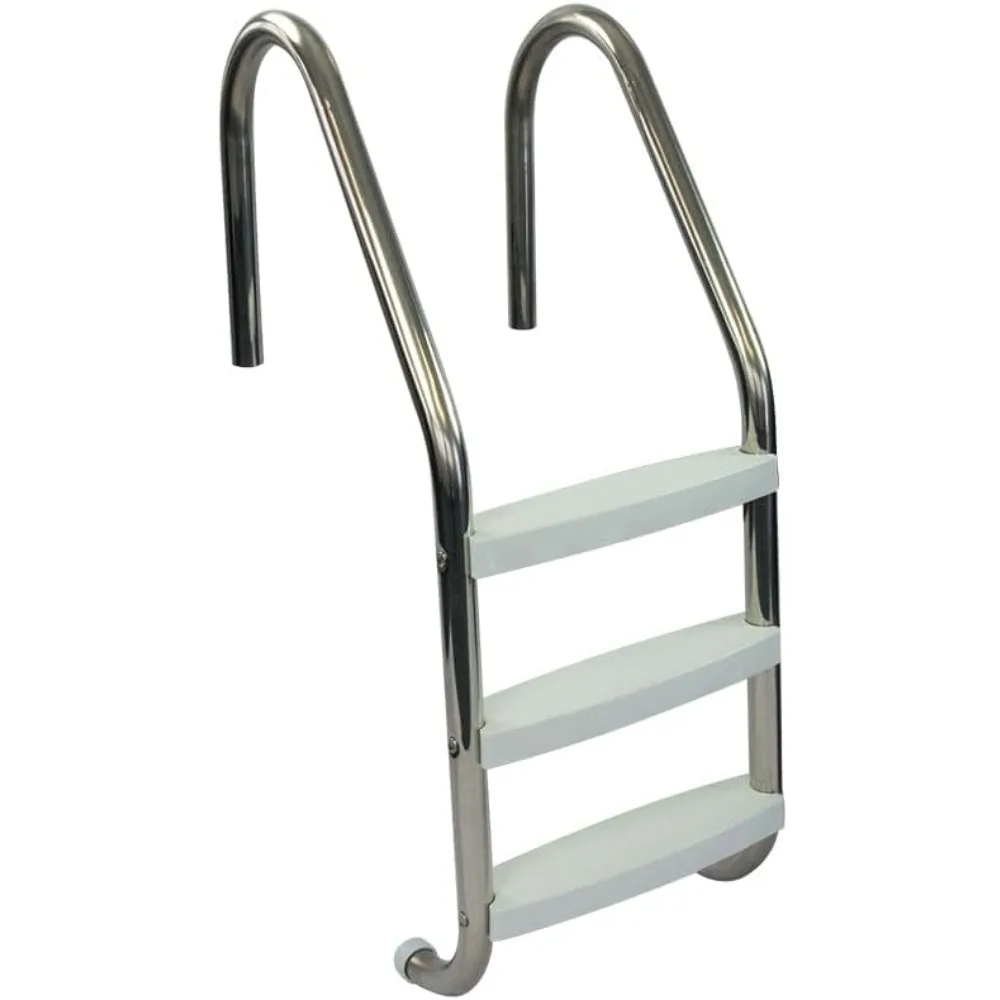 

3 Step Stainless Steel Pool Ladder with Non-Slip Plastic White Steps | Entry and Exit System for In-Ground Swimming Pools | 250