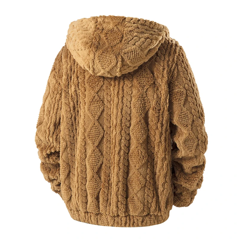 Giacca in pile da uomo Autunno Inverno Caldo Casual Cappotti con cappuccio da uomo Felpe con cerniera allentata Felpe Giacca in cotone con tasche da uomo