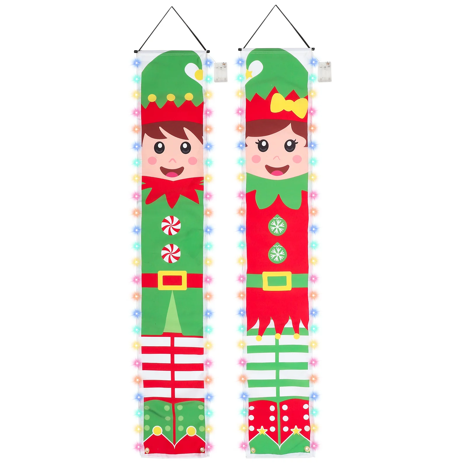 

1Pair Christmas Couplets Hanging Flag Premium Polyester Printing Design for Door Porch Decoration Xmas Party Outdoor Indoor