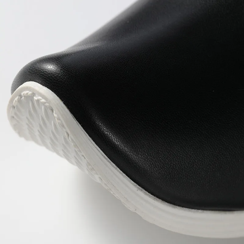 Ming Style Hanfu Black Leather Boots Upturned Toe Flat Sole Unisex 3