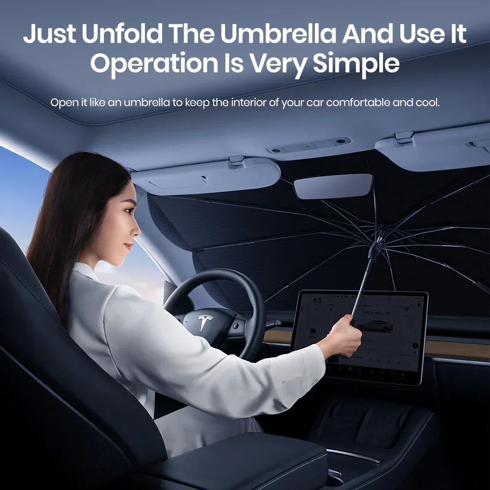 Per Tesla Model 3 Model Y Car Windshled parasole anteriore 360 ℃ ruota copertura UV per auto parasole 2024 accessori per auto visiera parasole