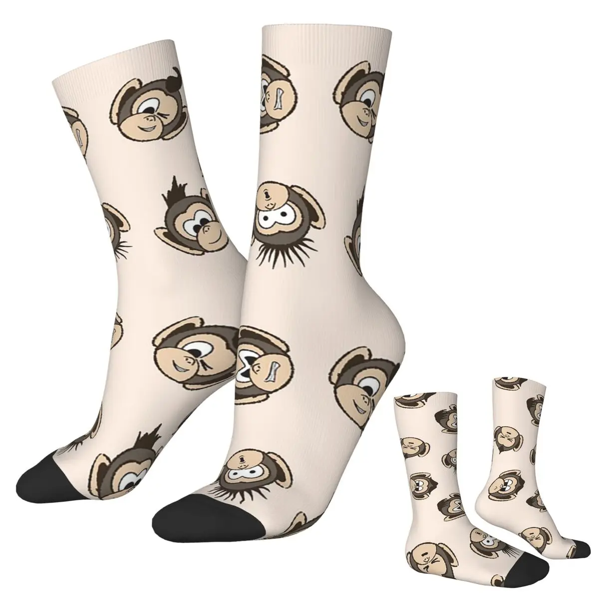 All Seasons Crew Stockings Cartoon Monkey Orangutan Design Socks Fashion Long Socks for Men Women Valentine's Day Gifts