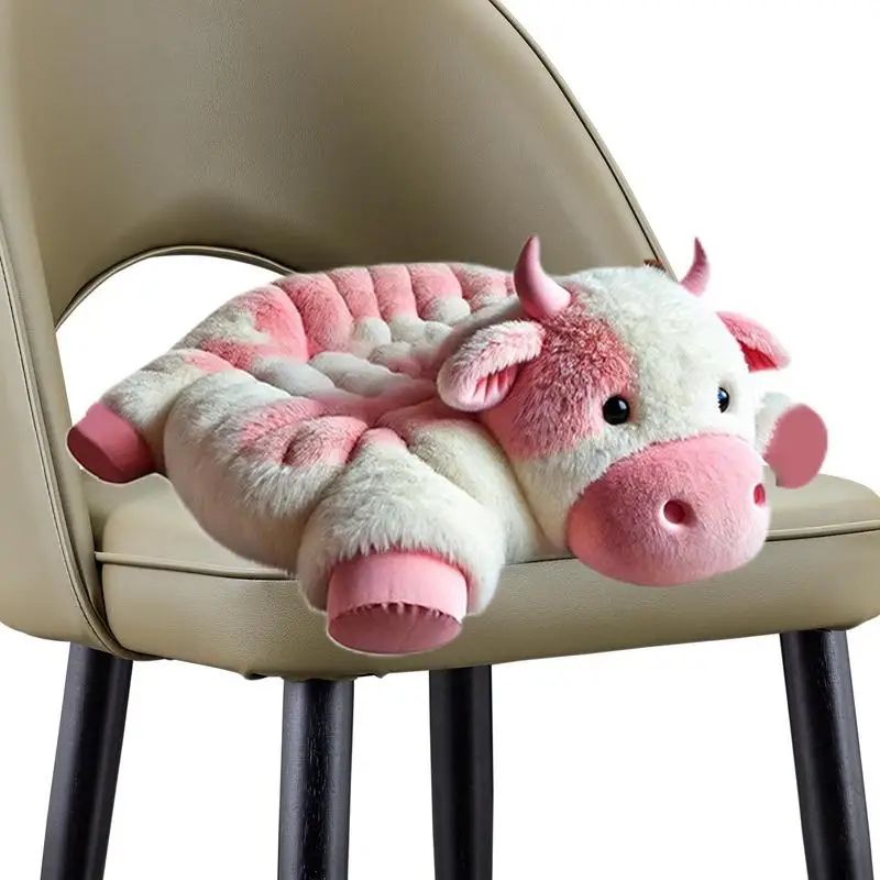 Cute Chair Cushion Soft Plush Cow Chair Pillow Car Seat Cushion Non-Slip Desk Chair Cushions Gamer Chair Pads For Room Bedroom