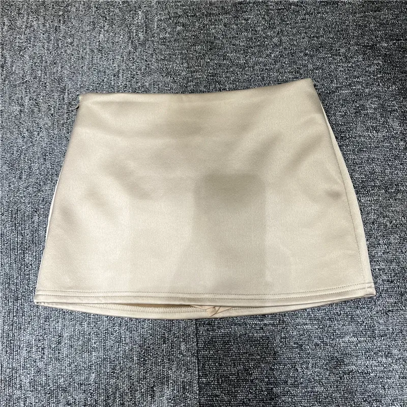 Silk Half-length Skirt Women's Summer 2026 New Pure Desire Acetate Short Skirt Anti-exposure Wrap-around One-step Design