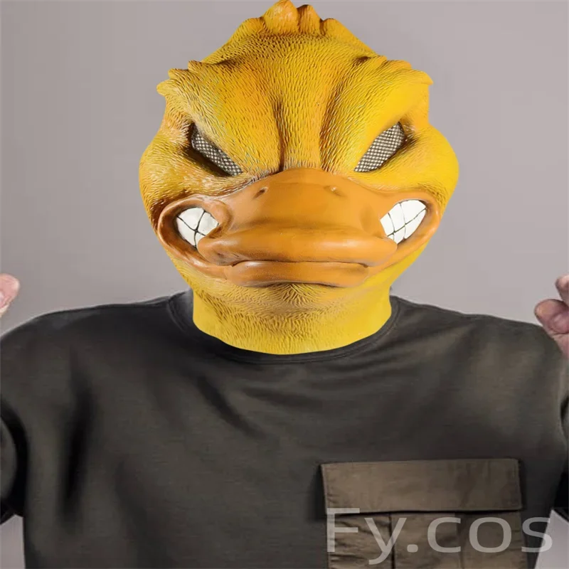Halloween Kostüm gelbe Ente Kopf Party Tier maske Cosplay Prop Latex Masken grüne Fisch Maske lustige Ente Rechnung realistische Masken – Detail 4