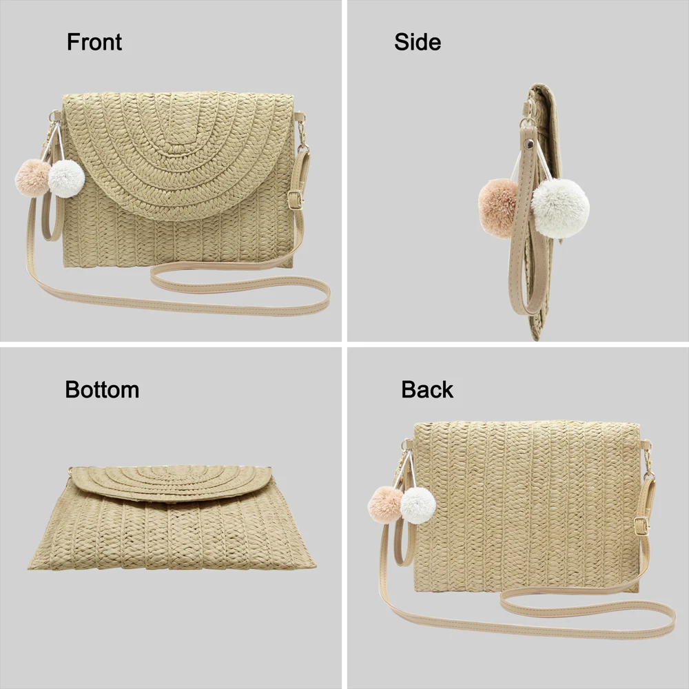 Sac à main en paille tissé à la main pour femmes, fourre-tout décontracté de plage, élégant, à poignée supérieure, mode rétro, sacs à bandoulière