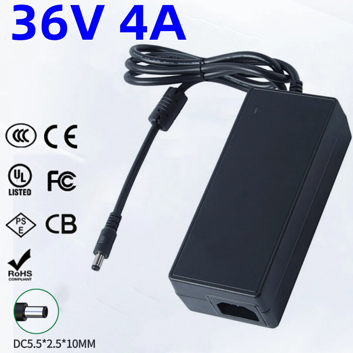 AC/DC 36V 4A Power Supply 36v 4000ma Power Adapter Transformer 36W Switching Mode Power Supply 36 Volt Universal Plug 5.5X2.5mm