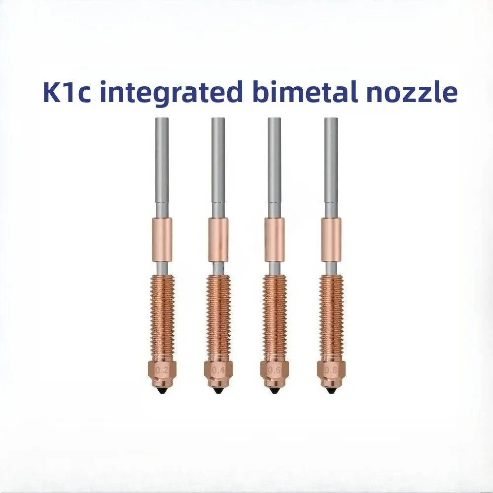 

1/4 шт., 0,4/0,6/0,8/1,0 мм, интегрированное сопло из закаленной стали, биметаллическая головка для Huasu Chuangxiang K1 Max/K1C/Ender 3 V3 PLUS