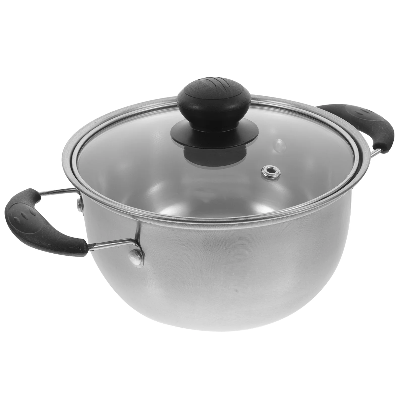 16cm Double Stainless Steel Soup Glass Lid Noodle Small Stainless Steel Soup Pot Hotpot Steaming Rack Kitchen Pot