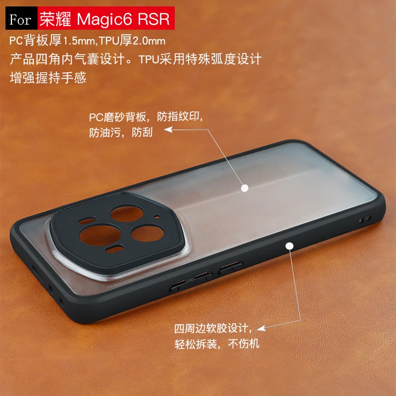 Luxury Lightweight Shockproof Phone Case For Honor Magic 6 RSR Porsche 6.8 inches TPU Frame Hard Plastic Transparent Back Cover view 3