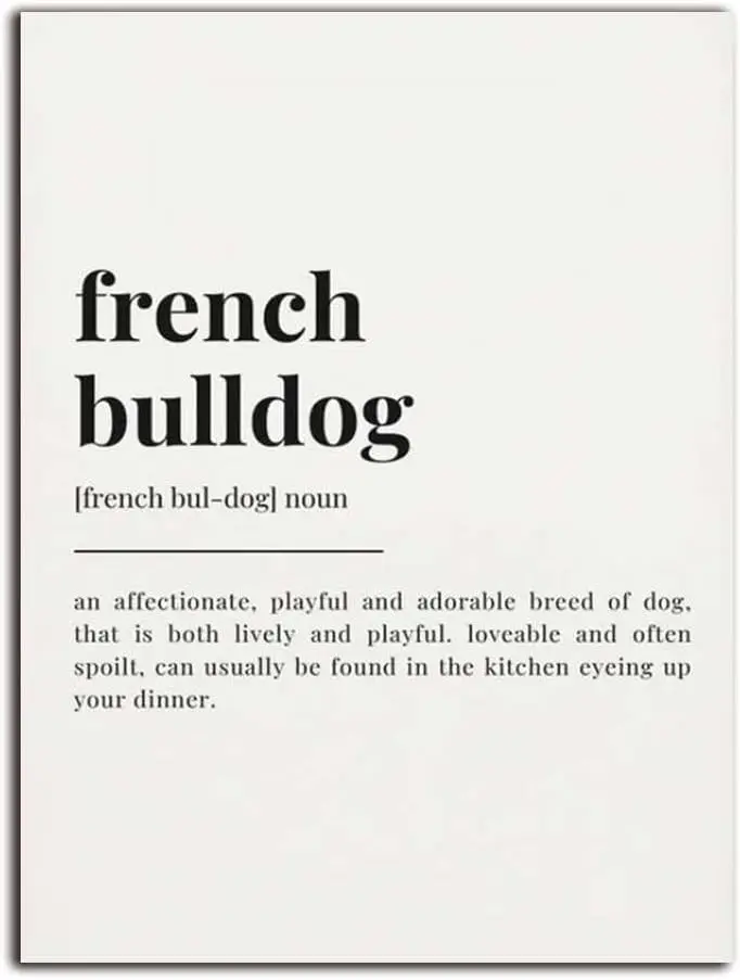 viemso French Bulldog Definition Wall Art Dog Lovers Quote Art Definition Home Decor Home office wall decoration 20x30inch-No Fr