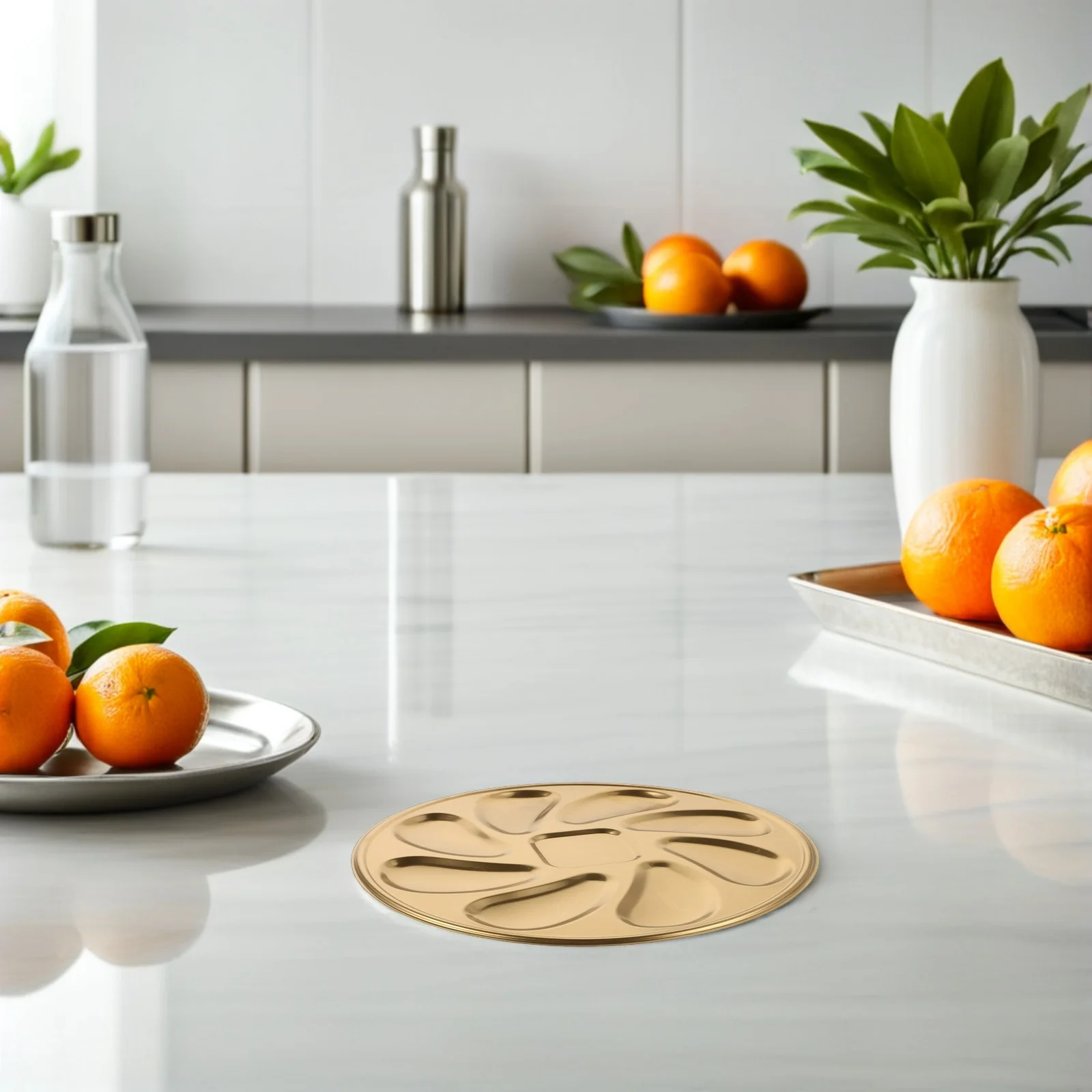 

Stainless Steel Oyster Pan Round Serving Plate For Grilling Seafood Kitchen Oyster Plate Dishware Holder Escargot Grill