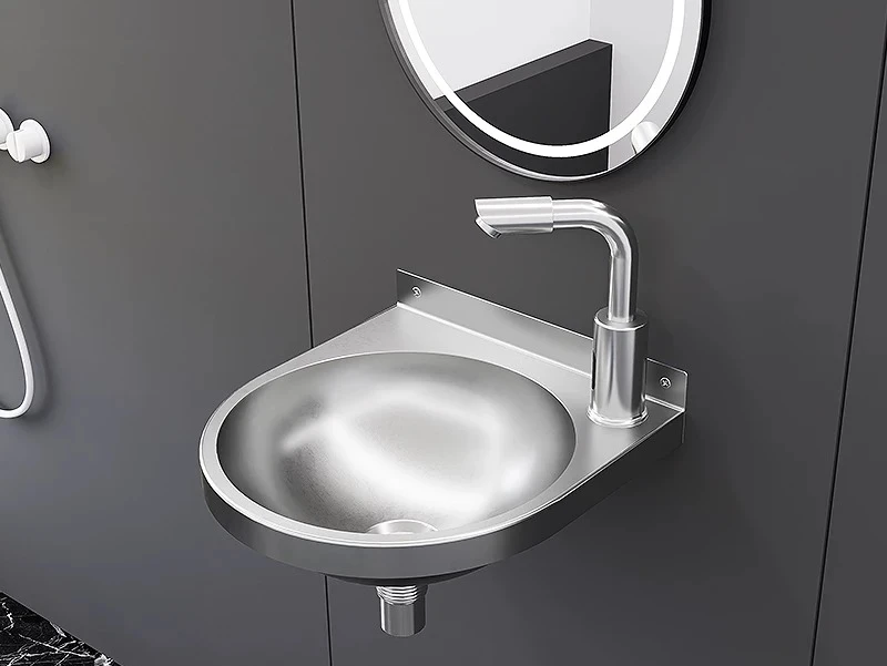 304 stainless steel mini small apartment household balcony outdoor simple integrated washbasin washbasin wall hanging