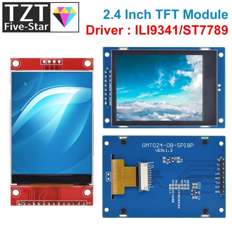 

2.4" 2.4 inch 240x320 SPI TFT LCD Serial Port Module 5V/3.3V PCB Adapter Micro SD Card ILI9341 / ST7789V LCD Display for arduino