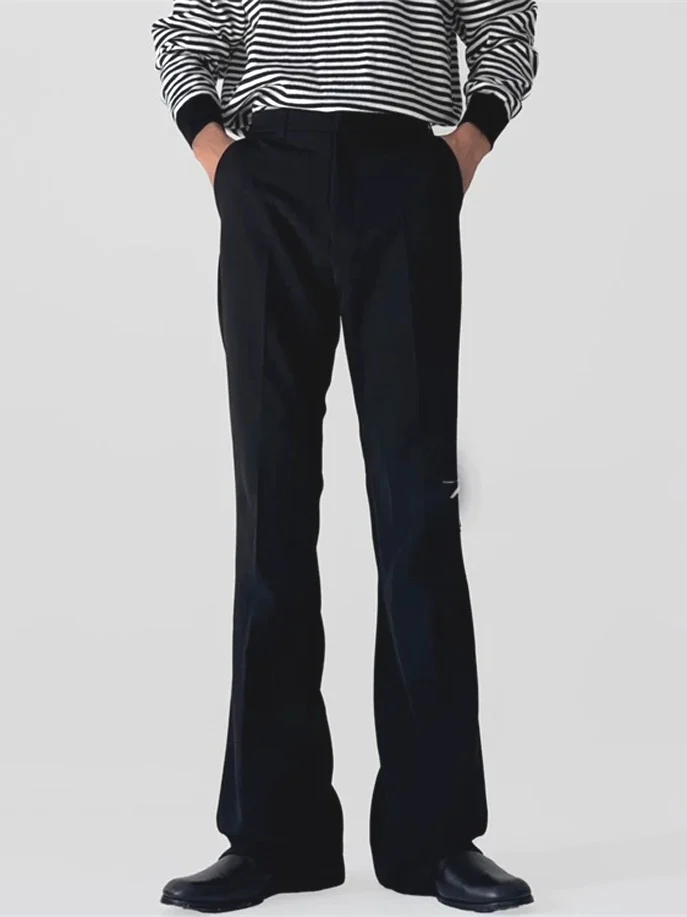 

Мужские брюки Slim Fit с микро-клешем, американские повседневные брюки, не требующие глажки, рабочие брюки, модные прямые брюки