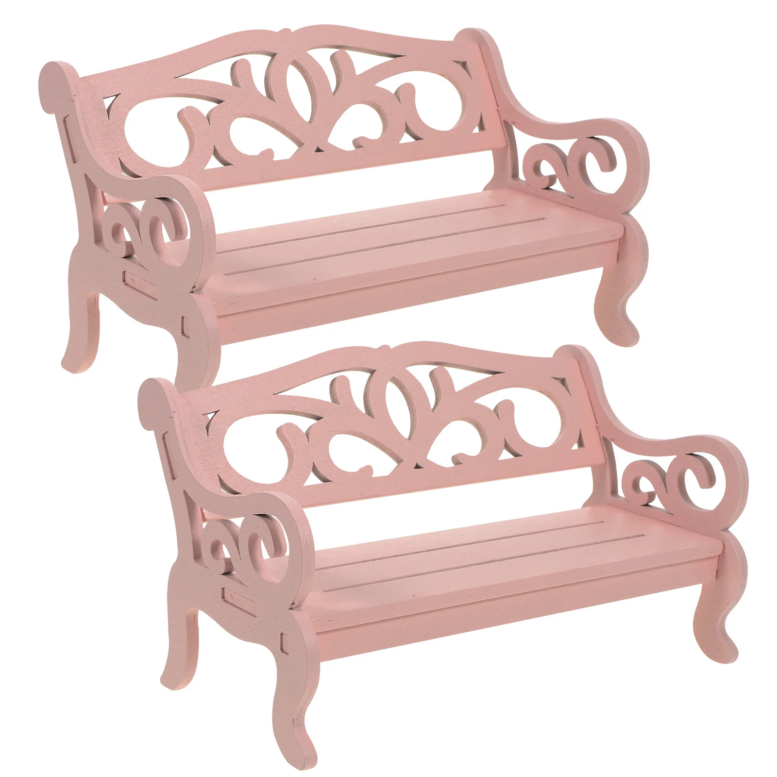 2pcs Pink Mini Chair Adorable Miniature Delicate Mini House Decor Wood Miniature Furniture Realistic Accessories Wear-Resistant