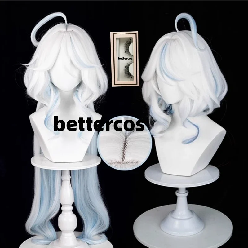 

Fontaine Focalors Cosplay Wig Long Furina Wigs Blue White Curly Women Wigs Heat Resistant Hair Anime Wigs Wig Cap