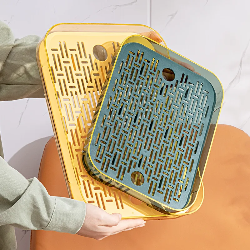 

Luxury Draining Dish Tray Double Layer Cup Holder Kitchen Plastic