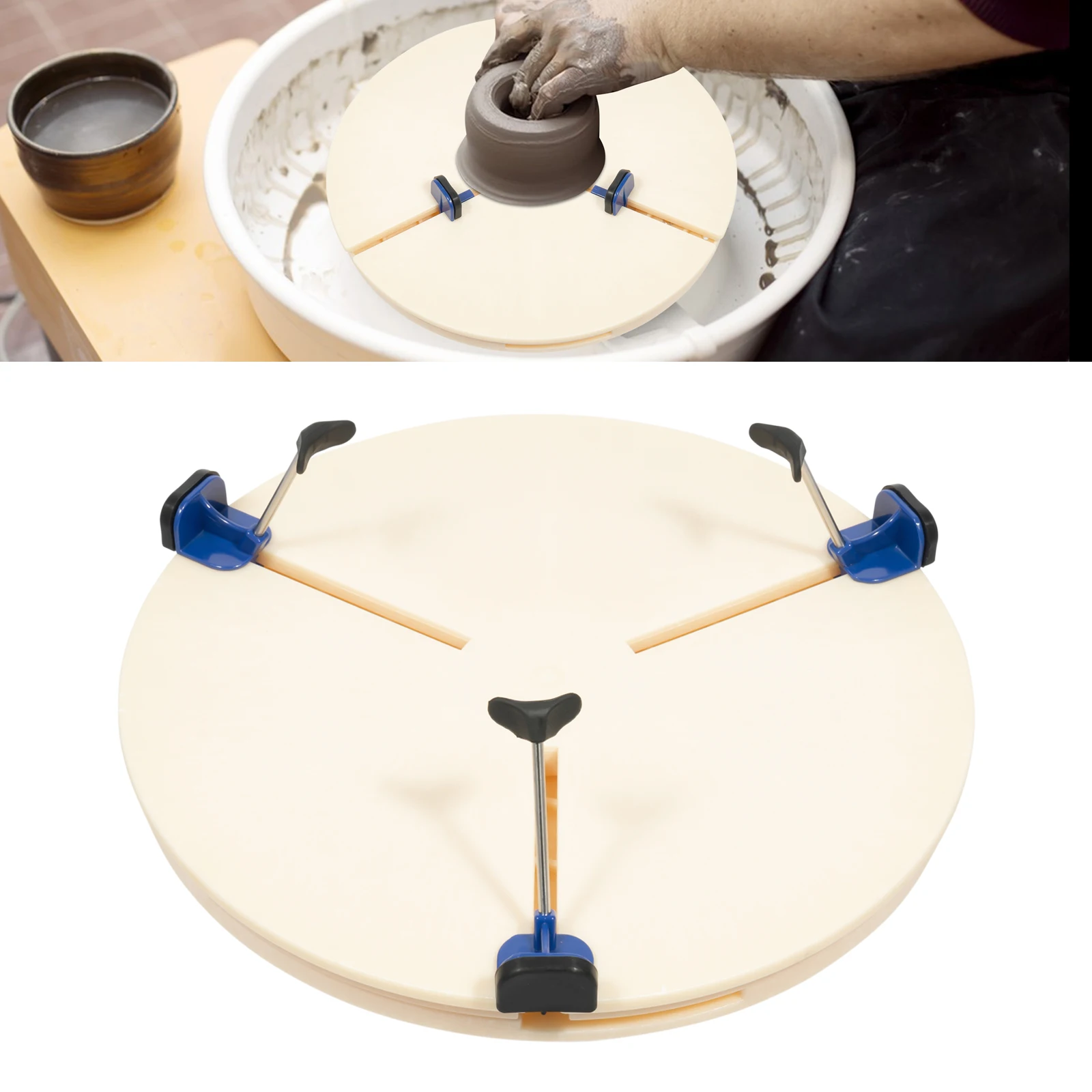 Pince de serrage pour tourne-disque de poterie 39*4cm, outil de découpe en ABS avec pieds de support réglables pour la découpe de céramique, la sculpture et l'art de la poterie DIY