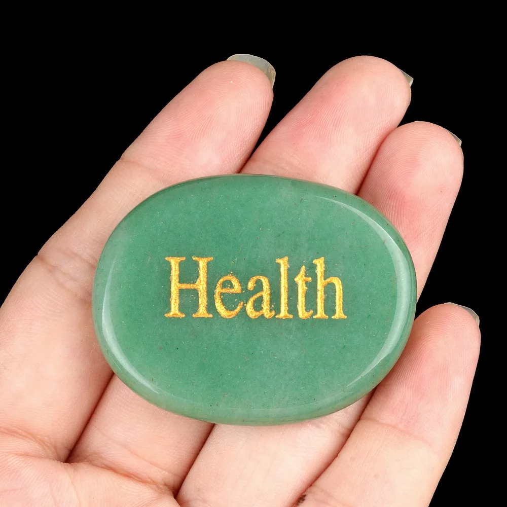 Ellipse Shape Thumb Worry Stones Engraved Different Inspirational Word 40-45mm Size Natural Crystal Stone Ornaments