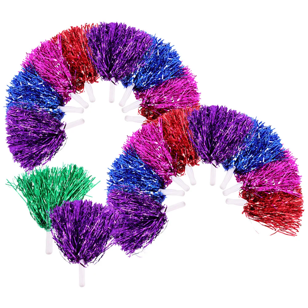 18 Pcs Hand Stick to Shake Bouquet Delicate Cheering Pompom Cheerleading Poms Sports Decorative Portable Props
