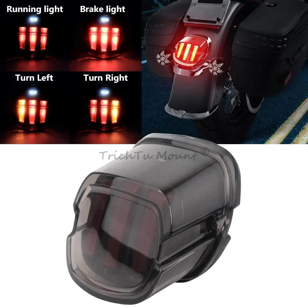

Motorcycle Led Rear Tail Light Brake Turn Signal Lamp For Harley Road King Glide Softail Sportster Dyna License Plate Light