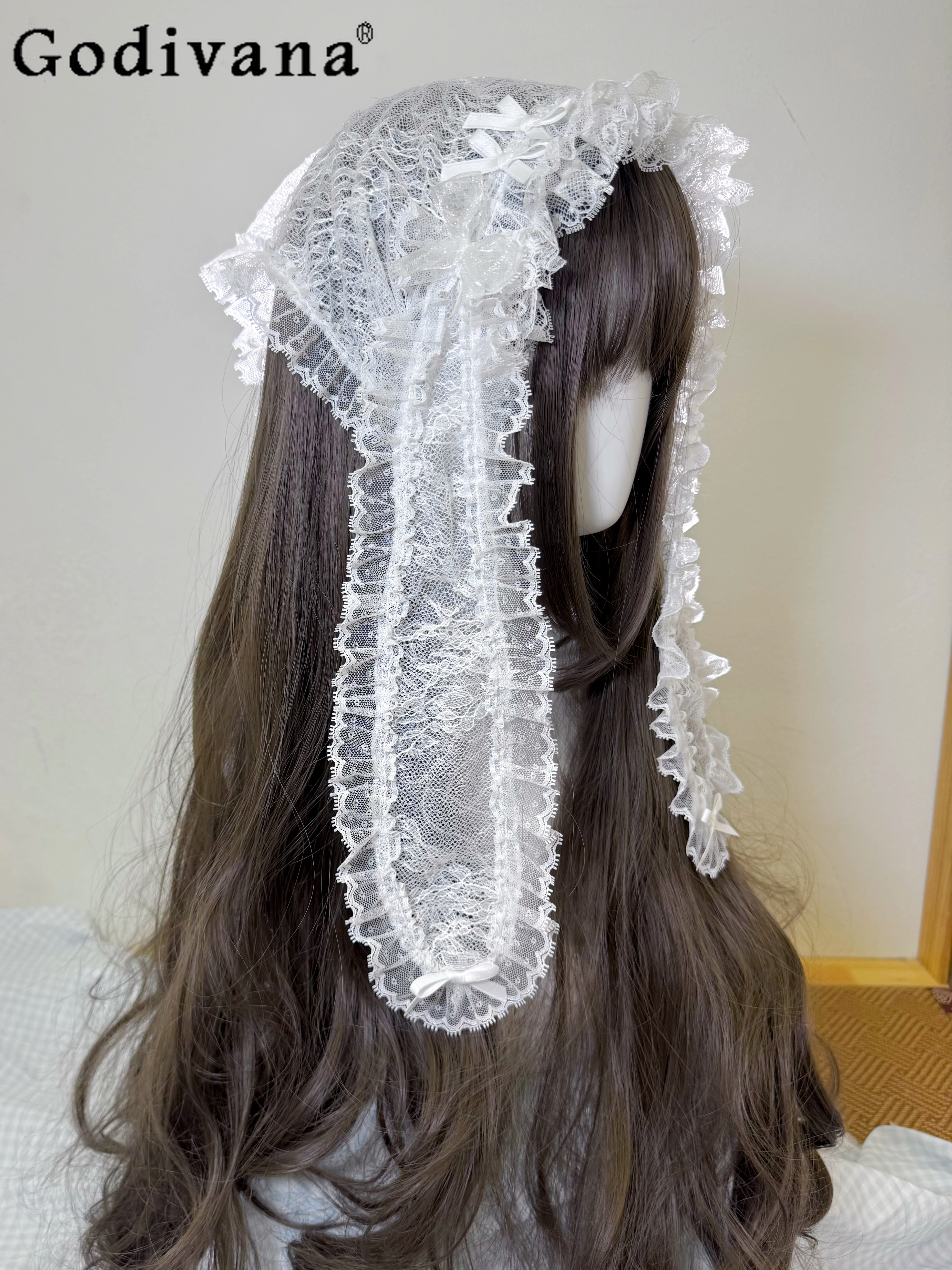 

Японские оригинальные чисто белые кружевные аксессуары с ушками кролика из мультфильма, милые универсальные аксессуары для волос в стиле Лолиты для девочек, милые украшения для волос