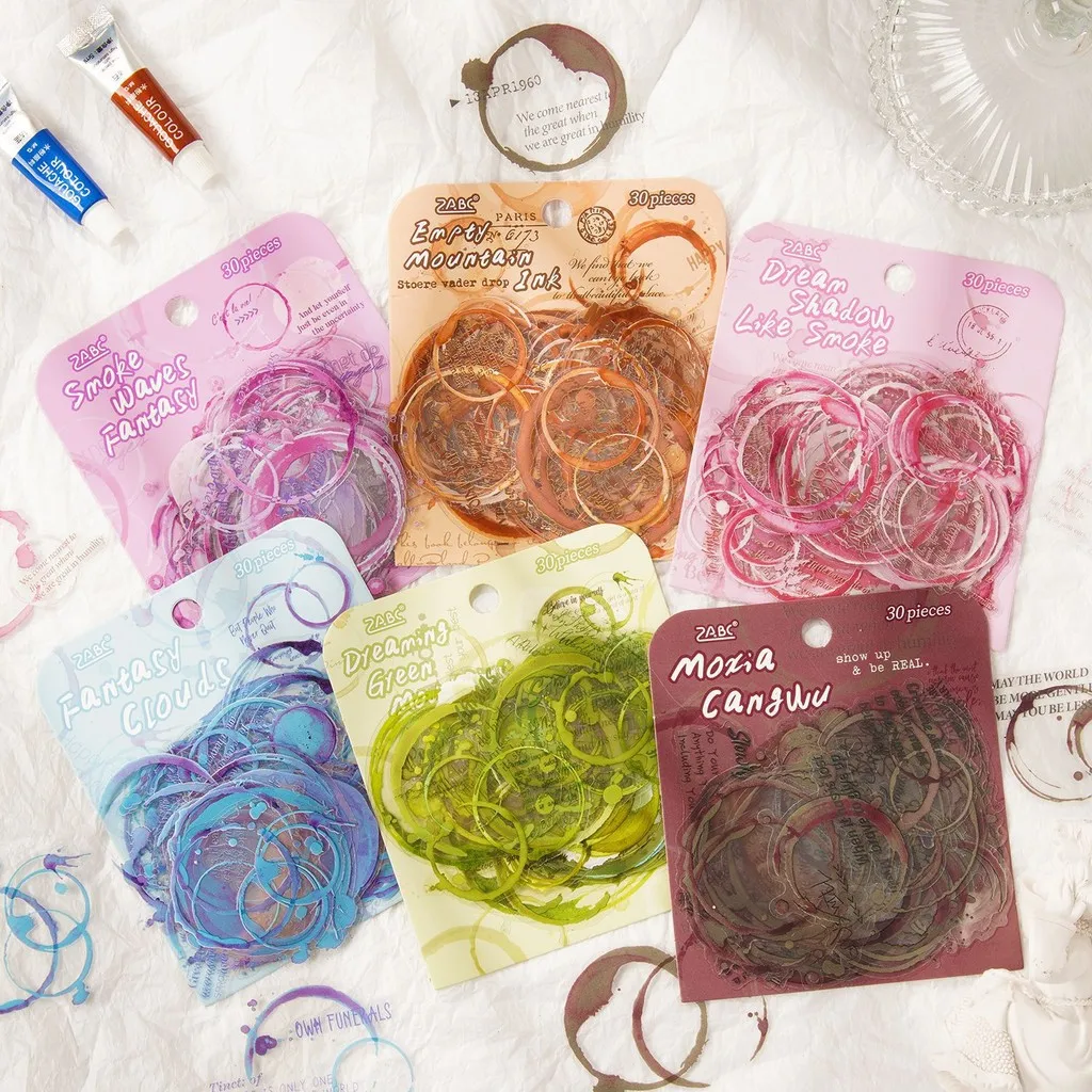 

Journamm 30pcs PET Border Theme Stickers Junk Journal Stickers Creativity Adhesive Diy Sticker Scrapbooking Supplies