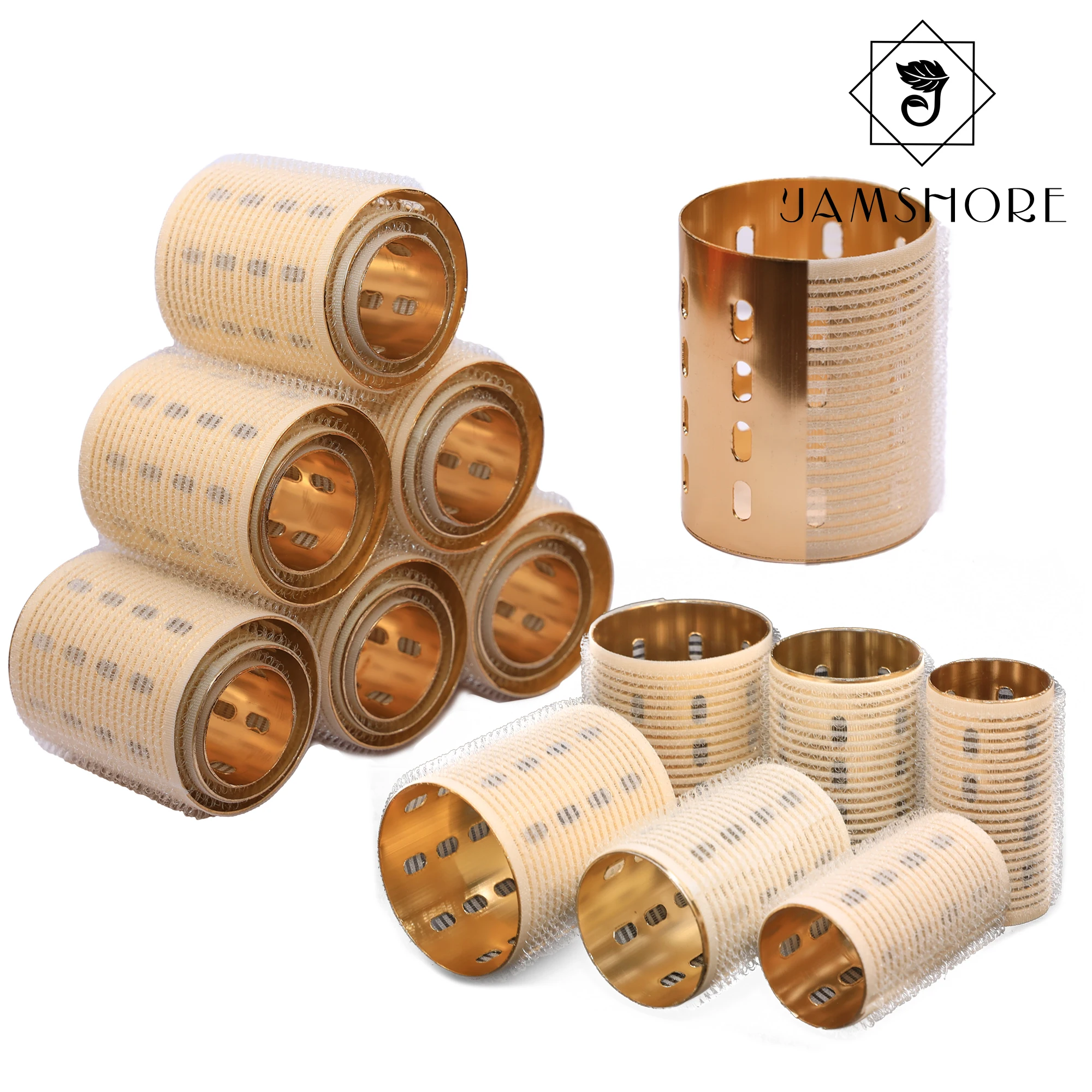 6pcs Ceramic Thermal Hair Rollers Aluminium Core Fast Heating Self Gripping Air Bang Magic Sleep Curlers Light 60mm White 1943