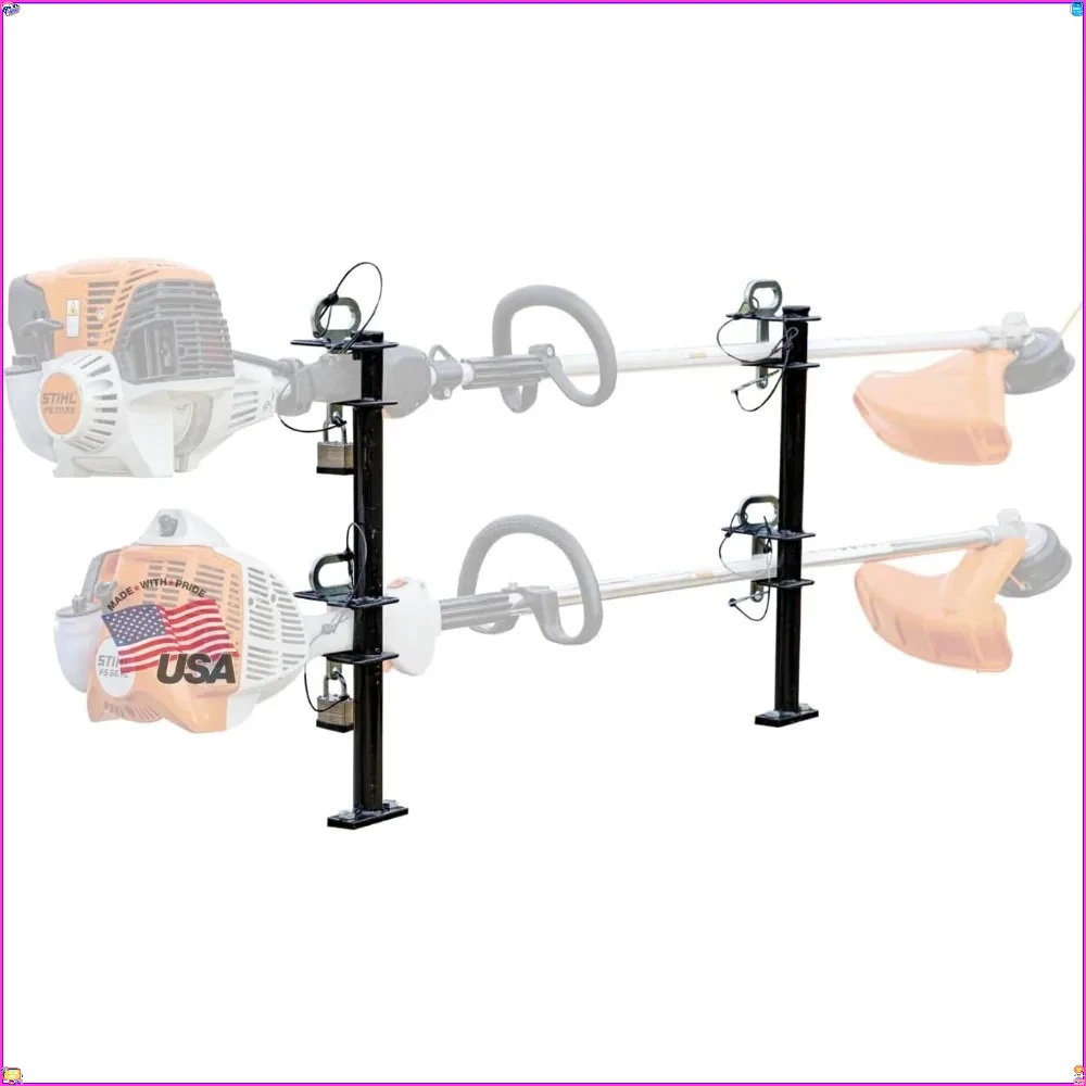 Estante de bloqueo para bordeadora de paisajismo de 2 canales (LT18) - Con capacidad para 2 whackers de malezas, fabricado en EE. UU.