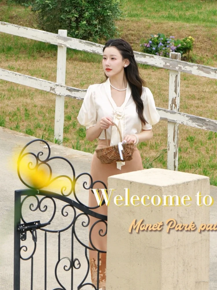 

Ele Faion Set Women's High-End Feelings Design Sense Budapest Sle Silk Material Spring Collection 8-25 Years Old