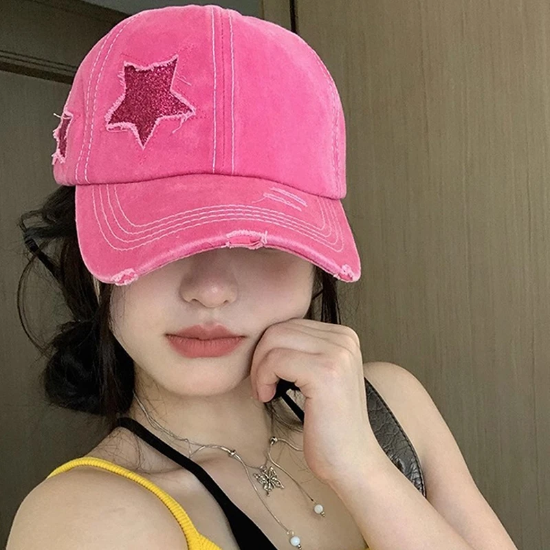 High Ponytail Baseball Cap For Women Snapback Hat Bone Hip Hop Adjustable Distressed Star Dad Hats Casquettes Female