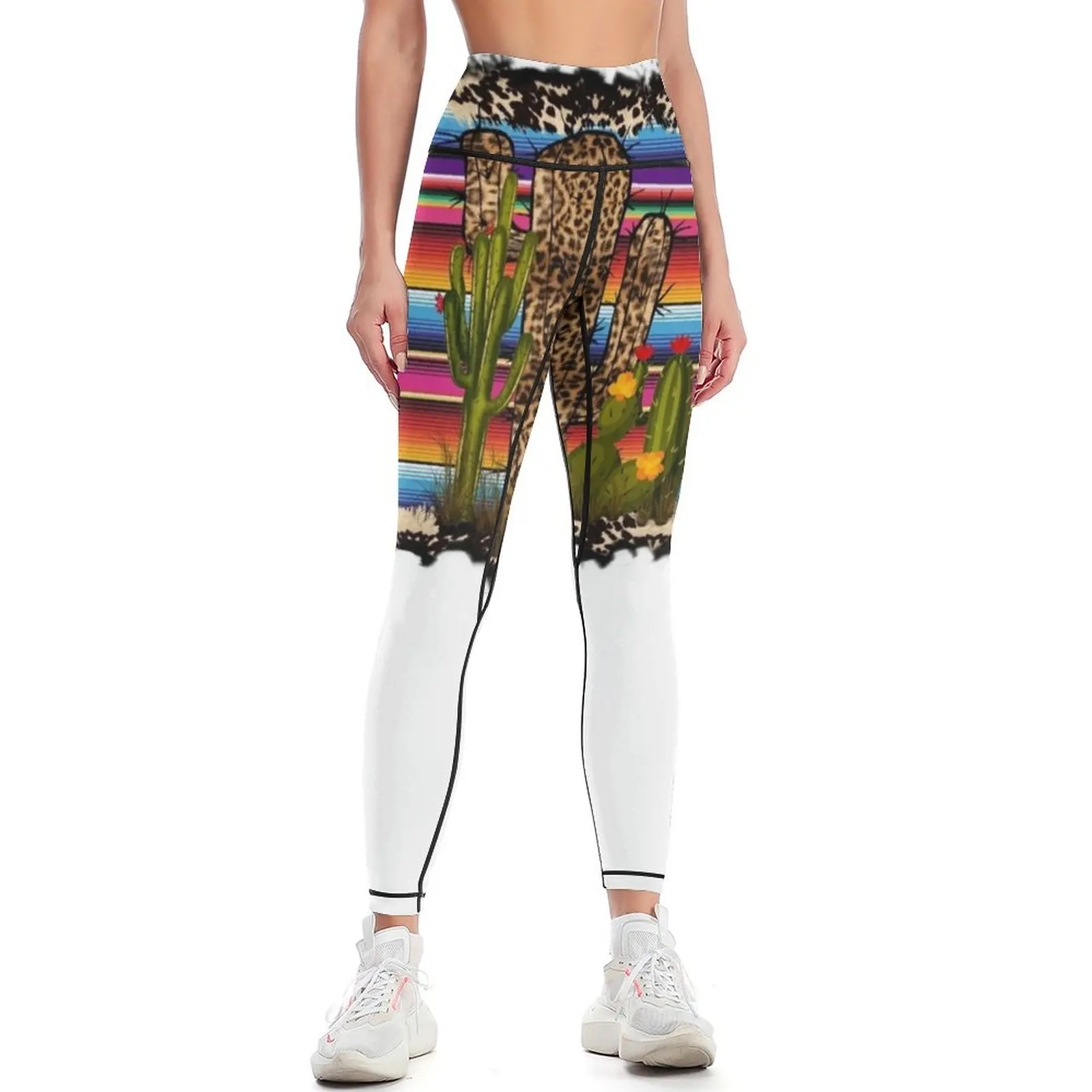 Serape Cactus Leggings flared gym pants Womens Leggings