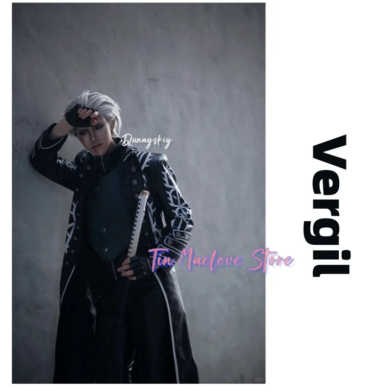 

Ghost Cry Costume Windbreaker Set Vergil Cosplay Anime Game Character Stage Performance Outfit Sexy For Men Handsome Party Cos