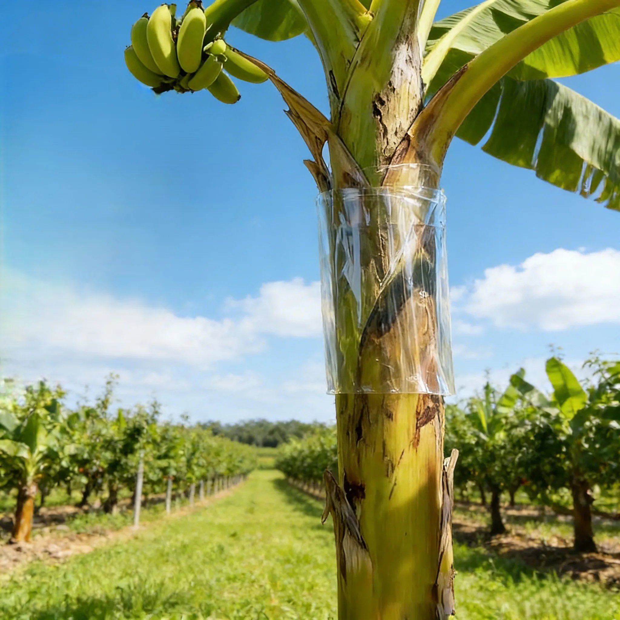 Tree wrap protector reusable for iguana prevention with sturdy PVC material and clear double sided tape for fit