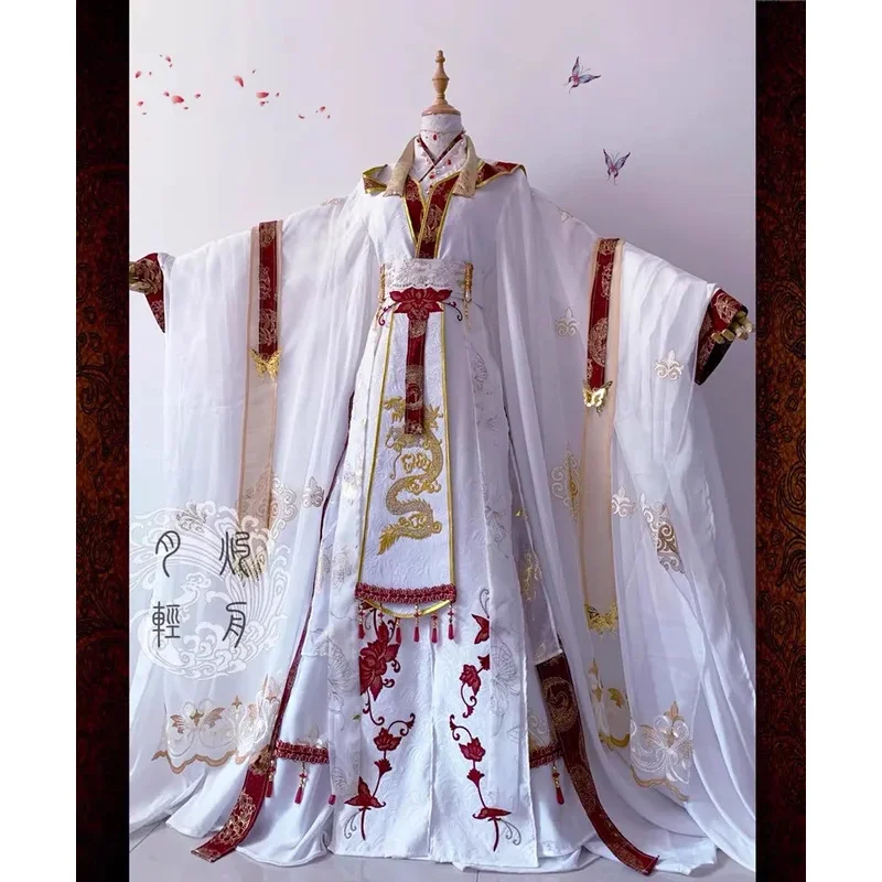 Heaven Officials Blessing Xie Lian Косплей Костюм Tian Guan Ci Fu Crown Prince Cos Топ Парики Мужчины Женщины Белый Han Fu Хэллоуин