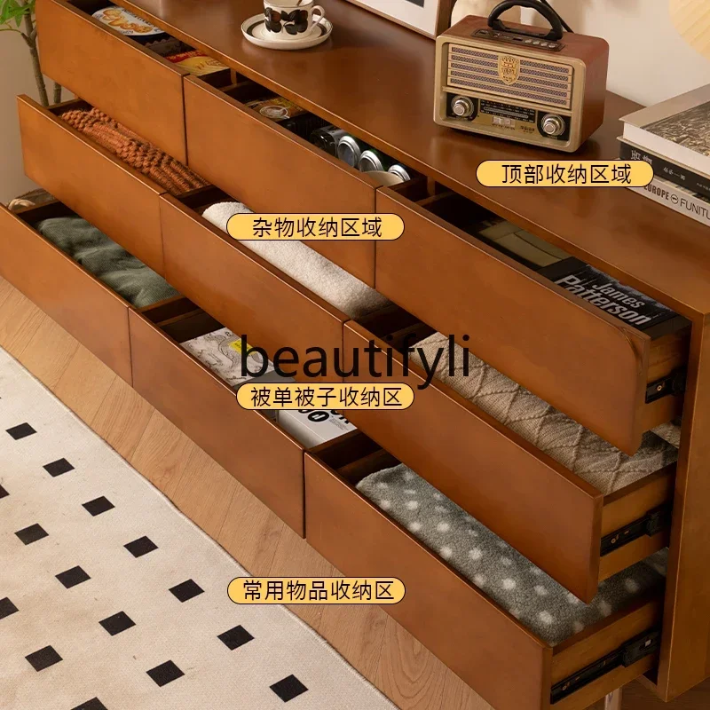 

Asmt14 New Solid wood nine-chest cabinet medieval simple living room retro drawer cabinet