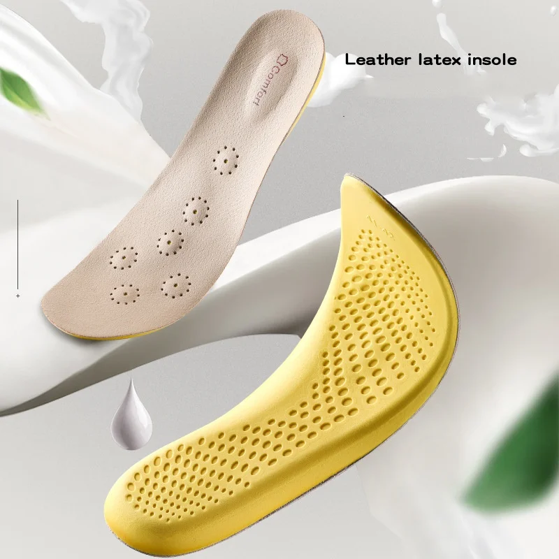 

Genuine Leather Latex Insoles sweat-absorbing shock-absorbing Insoles For Men