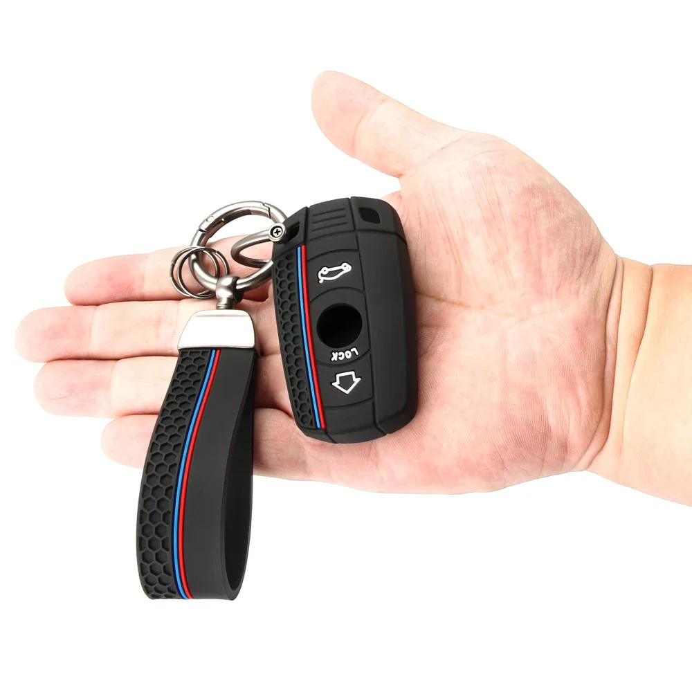 Silicone Car Remote Key Case Cover For BMW X1 X5 X6 Z4 E90 E60 E70 E87 3 5 6 Series M3 M5 Holder Shell Fob Accessories view 3