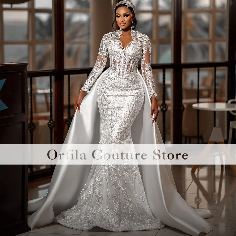 Vintage Elegant Lace Mermaid Wedding Dress With Train Long Sleeves Bridal Gowns vestidos de novias 2025 Customized