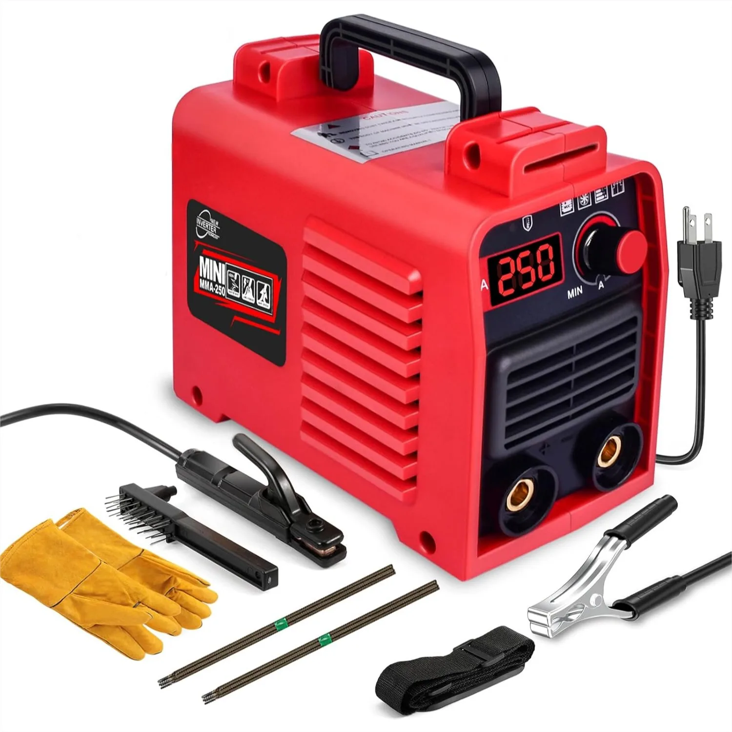 

MMA Welder Machine 110V 250A IGBT Digital Display Hot Start Arc Force Stick Welder Portable with Carrying Strap