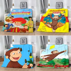 Cartoon Curious George Printed Blanket Picnic Blankets Warm Blanket Soft and Comfortable Blanket Home Travel Birthday Gift