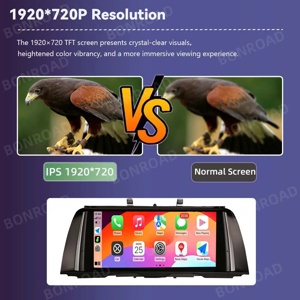 Bonroad 10.25" Wireless Carplay Android Auto Multimedia Display For BMW 5 Series F10 F11 CIC NBT System Mirrorlink Bluetooth GPS Navigatio Touch Screen - view 5