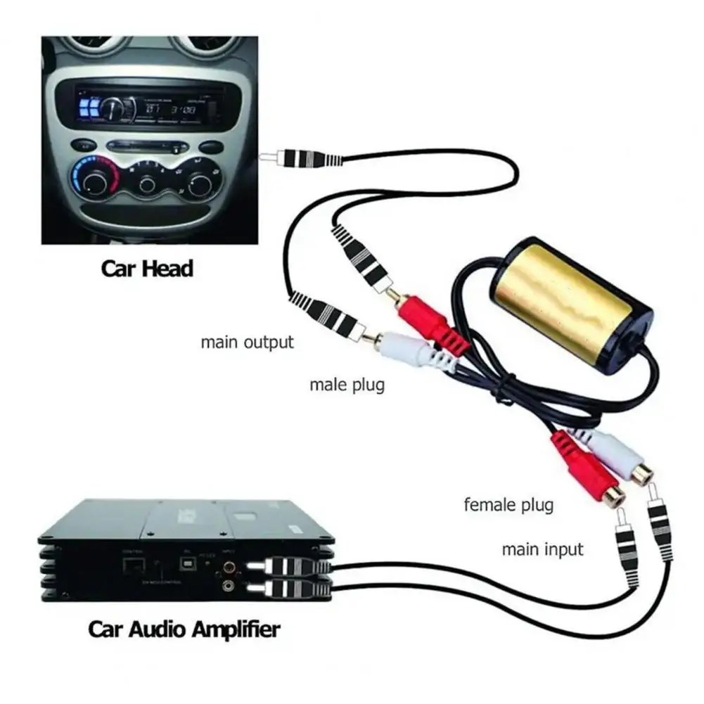 Car Audio Ground Loop Isolator Car Audio Noise Filter Ground Loop Isolator Engine Whine Eliminator Static Suppressor for Stereo