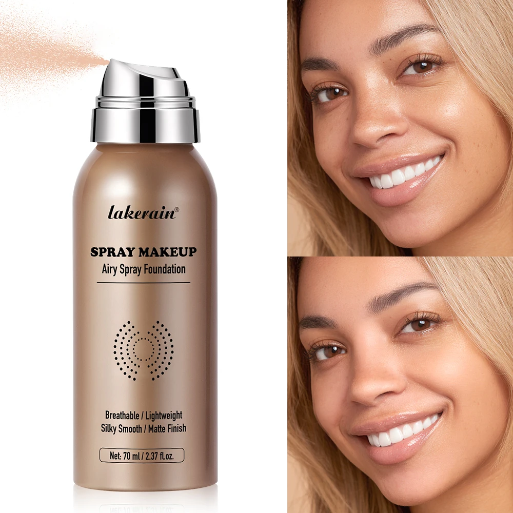 Base de Maquillaje en Aerosol de 70 ml, Maquillaje Mágico con Aerógrafo, Acabado Sedoso, Ligero, de Larga Duración, Control de Grasa, Cobertura Mate, Acabado Suave, Cosmético