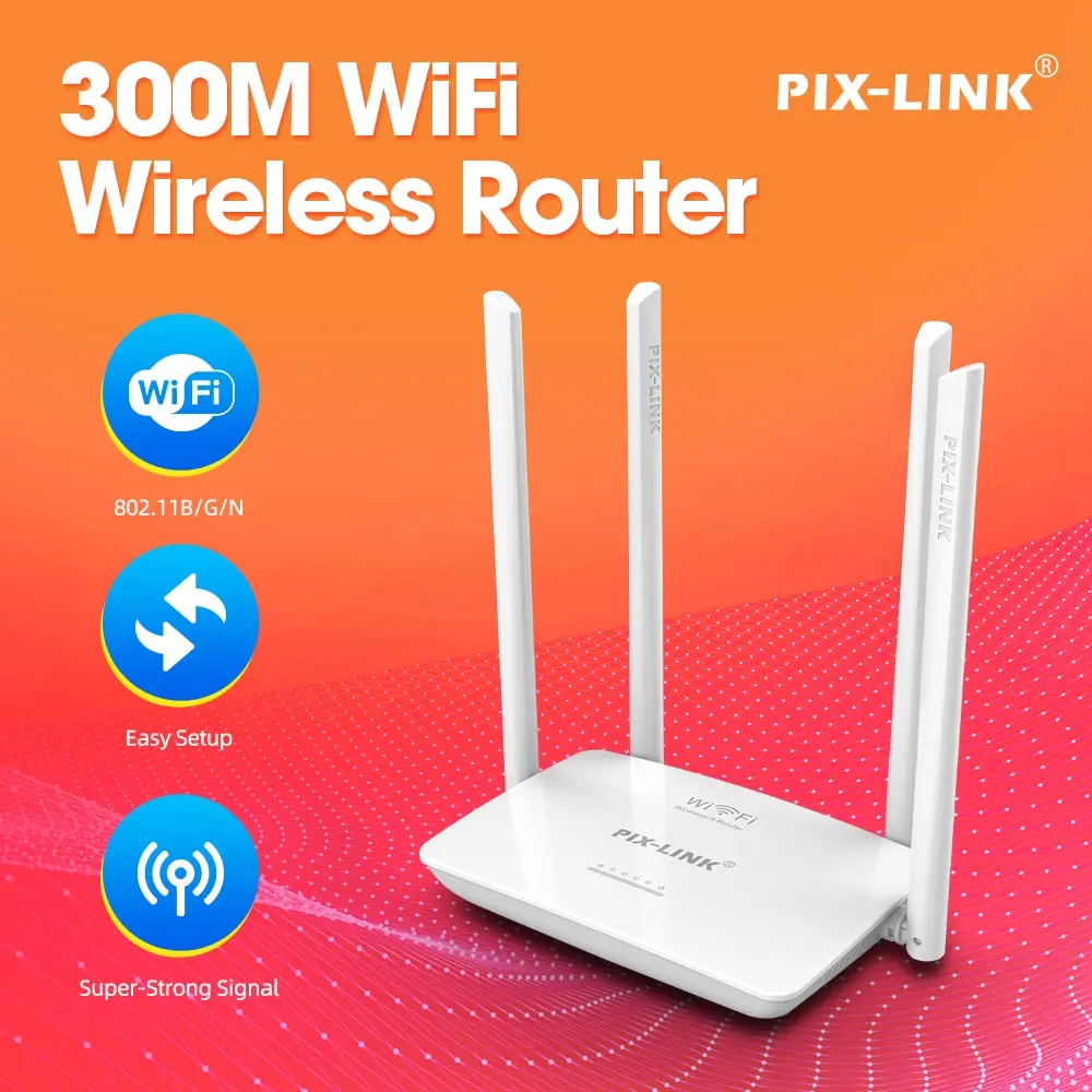 PIX-LINK WR08 300Mbps Wireless Router 802.11 B /G/N With 4 Extender Antenna WPS 2.4G Network High Speed Router For Home Office