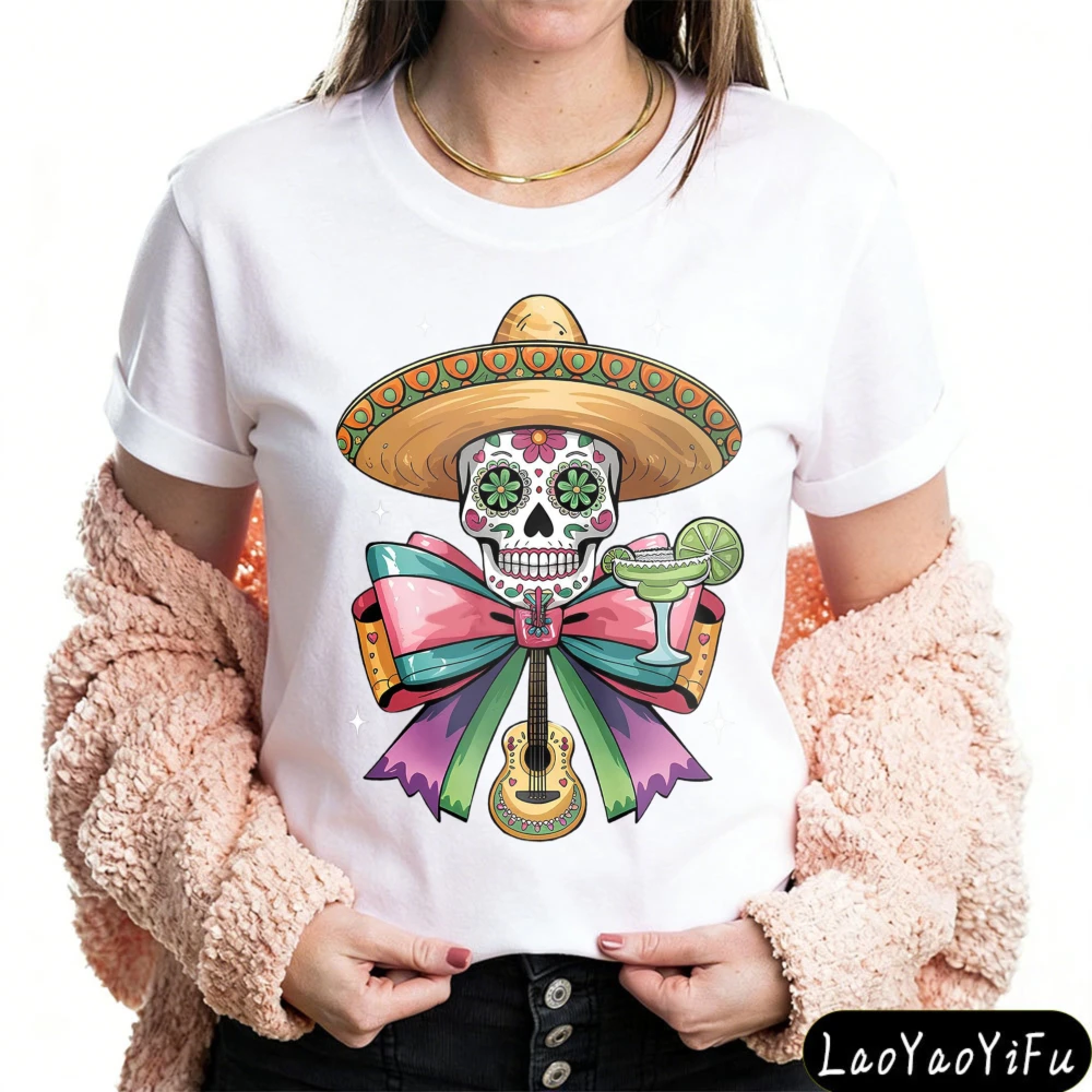 Fiesta Sugar Skull Shirt Cinco De Mayo Skull Shirt Mexican Party Shirt Woman Mexican Tee Day Drinking Tops Fiesta Party Tees