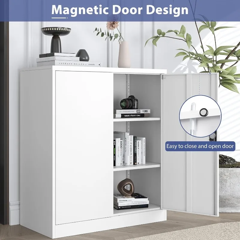 Populair. Metalen kast, afsluitbare opbergkast met 2 deuren en 2 verstelbare planken, gereedschapsopbergkasten voor garage, thuis