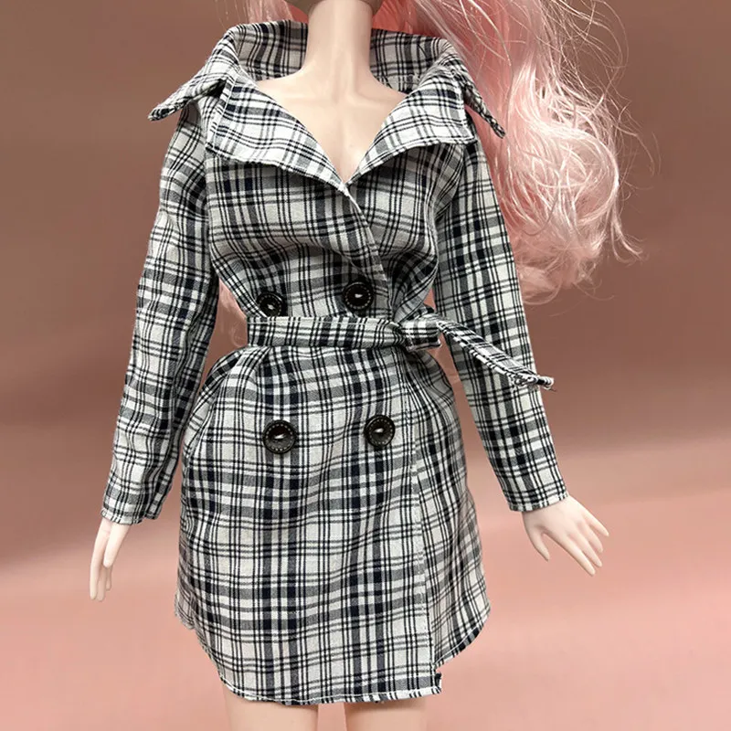60 Cm Doll Plaid Coat Suit Accessories for 1/3 bjd Jeans Pants  Buttons Office Wear
